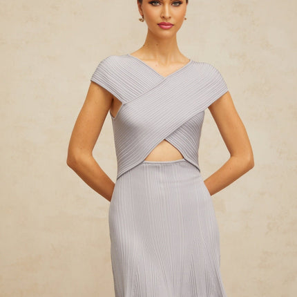 Melissa Purple Lace Mini Dress V-neck Cap Sleeves Ribbed Knit Cut-out Detailing Thigh-length Luxury