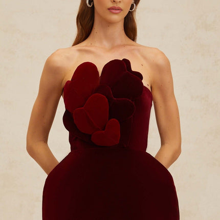 Melody Red Mini Dress Heart Puff Skirt
