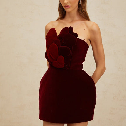Melody Red Mini Dress Heart Puff Skirt