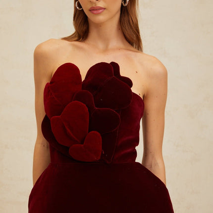 Melody Red Mini Dress Heart Puff Skirt