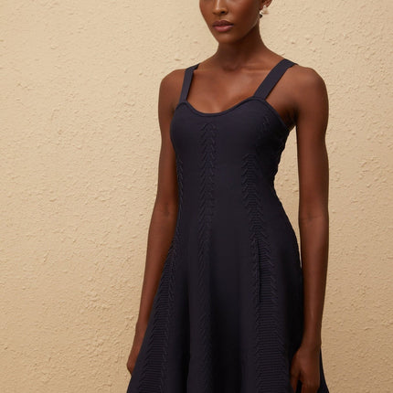 Melusine Blue Braided Knit Dress in Blue Color