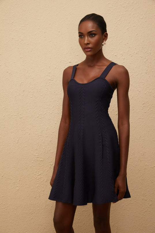 Melusine Blue Braided Knit Dress in Blue Color