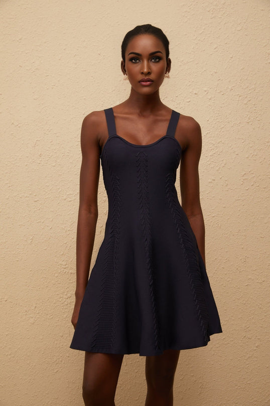 Melusine Blue Braided Knit Dress women's fashion