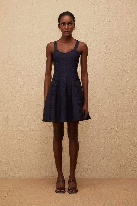 Melusine Blue Braided Knit Dress in Blue