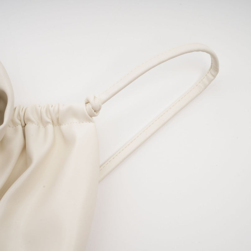 Meredith White Floral Top with Leather-Feel Detailing and Spaghetti Straps