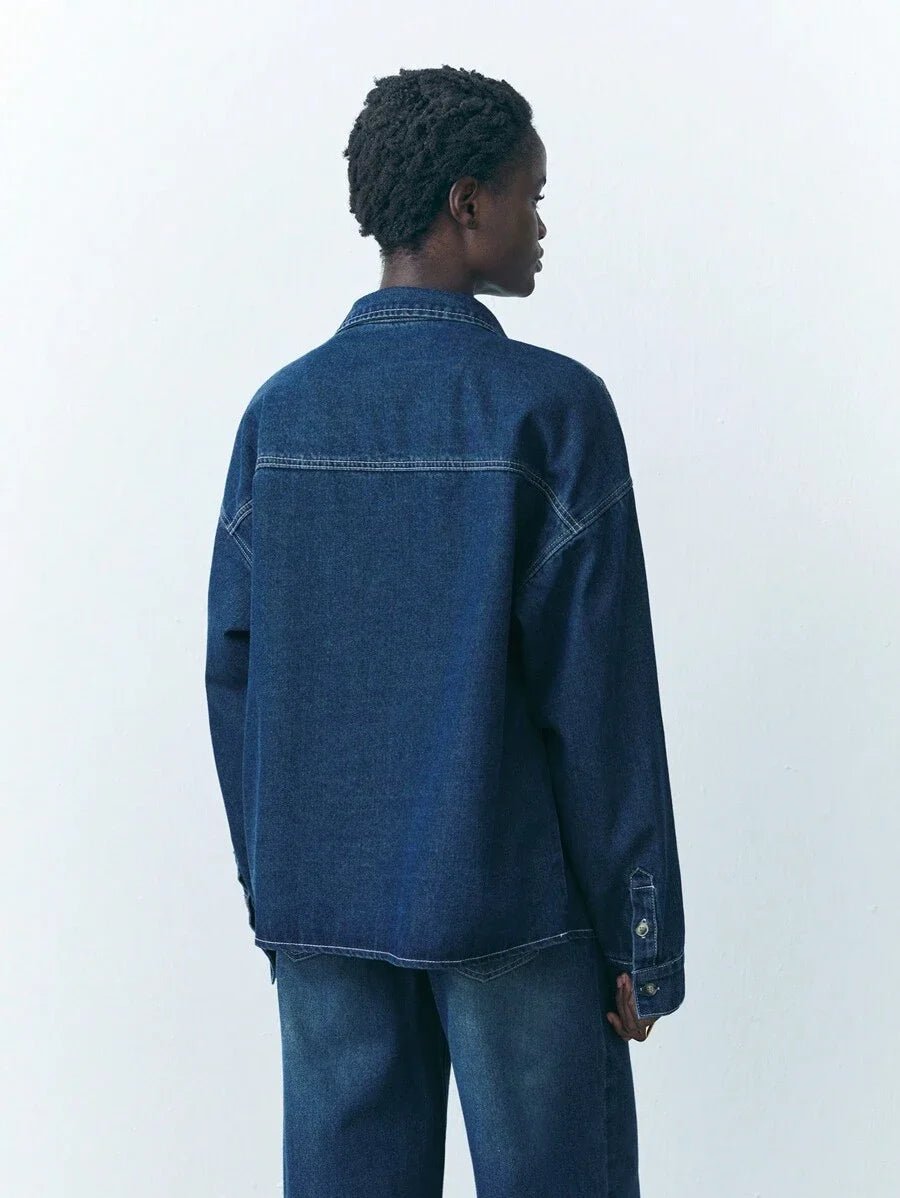 Michaela Denim Top Stylish Jacket for Casual Wear in Blue - Blue