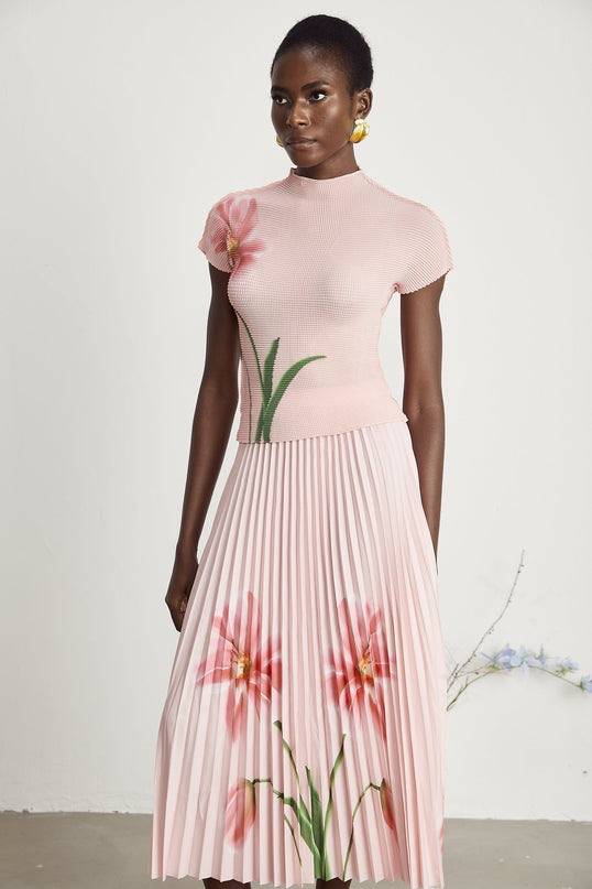 Michela Pink Floral Midi Dress