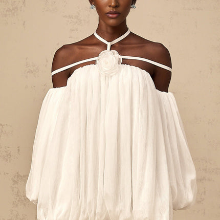Michela White Floral Applique Mini Dress
