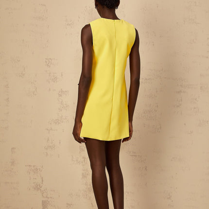 Michela Yellow Sequin Floral Embroidered Mini Dress