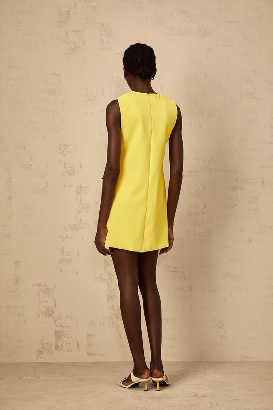 Michela Yellow Sequin Floral Embroidered Mini Dress