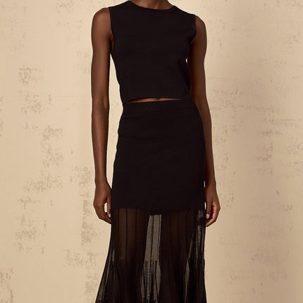 Michelina Black Top and Skirt Set