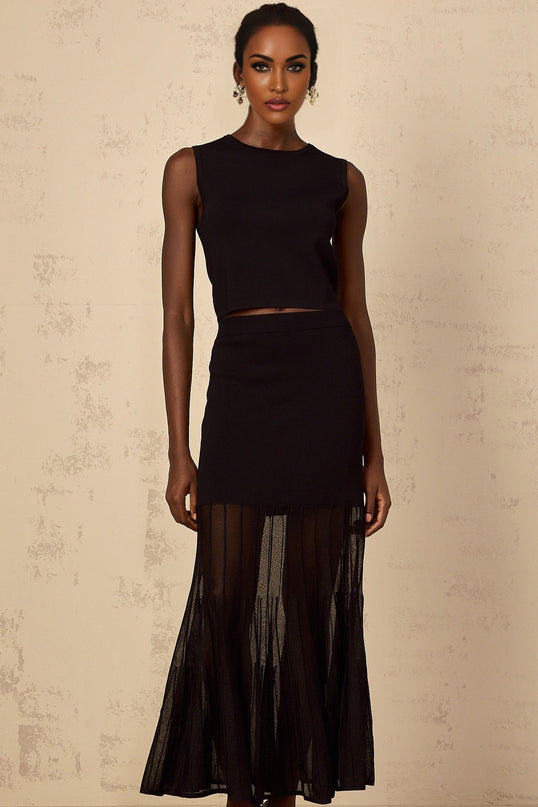 Michelina Black Top and Skirt Set