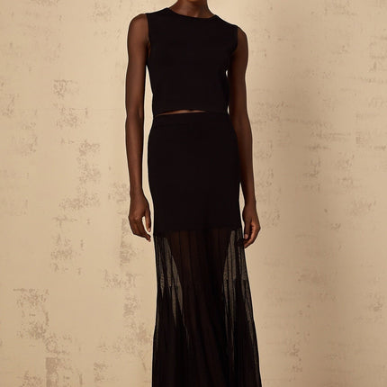 Michelina Black Top and Skirt Set