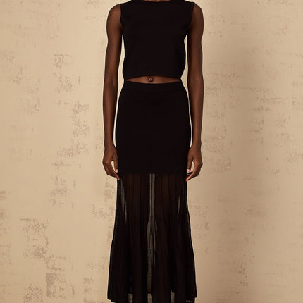 Michelina Black Top and Skirt Set