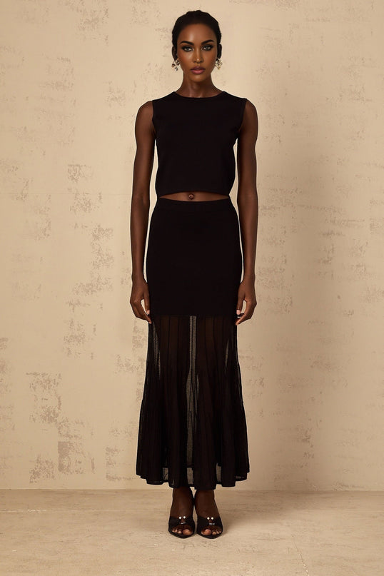 Michelina Black Top and Skirt Set