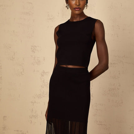 Michelina Black Top and Skirt Set
