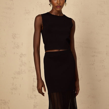 Michelina Black Top and Skirt Set
