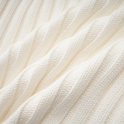 Michelina White and Brown Faux Fur Ribbed Knit Jacket