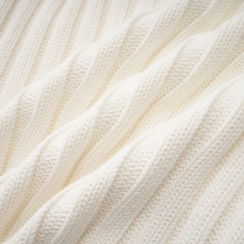 Michelina White and Brown Faux Fur Ribbed Knit Jacket