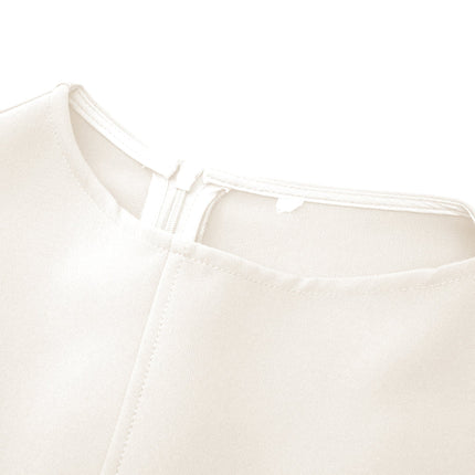 Michelina White Midi Dress Twill Weave Cape Sleeves Silver Hardware Full Skirt Dart Detailing Rear Zip Fastening 55% Cotton 40% Terylene 5% Viscose