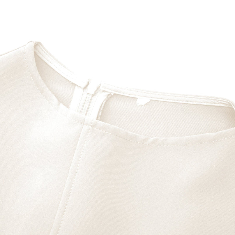 Michelina White Midi Dress Twill Weave Cape Sleeves Silver Hardware Full Skirt Dart Detailing Rear Zip Fastening 55% Cotton 40% Terylene 5% Viscose