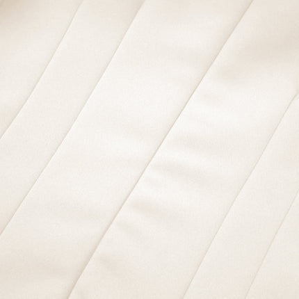 Michelina White Midi Dress Twill Weave Cape Sleeves Silver Hardware Full Skirt Rear Zip Fastening Cotton Terylene Viscose