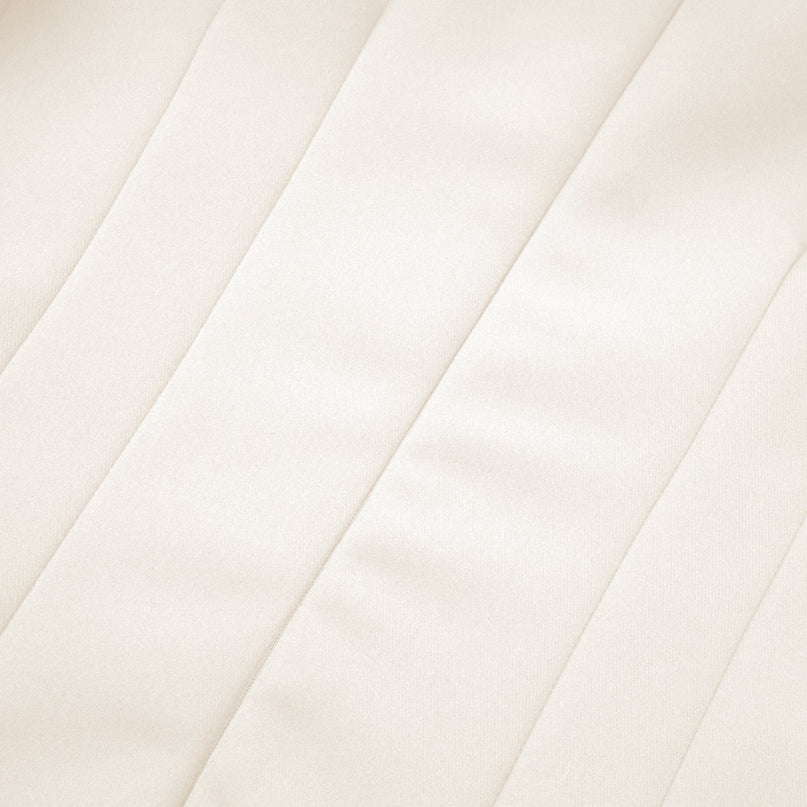 Michelina White Midi Dress Twill Weave Cape Sleeves Silver Hardware Full Skirt Rear Zip Fastening Cotton Terylene Viscose