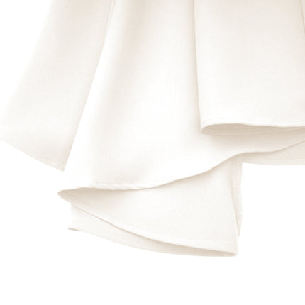 Michelina White Midi Dress with Cape Sleeves and Silver Hardware