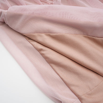 Mikayla Pink Midi Dress with Sweetheart Neckline and Puff Sleeves
