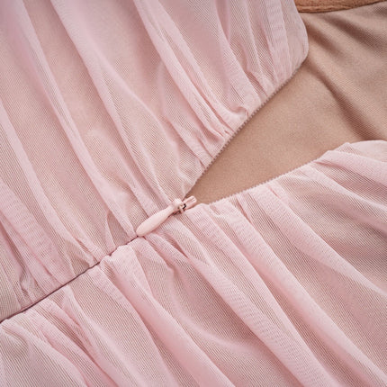 Mikayla Pink Midi Dress with Sweetheart Neckline and Puff Sleeves