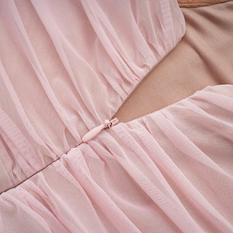 Mikayla Pink Midi Dress with Sweetheart Neckline and Puff Sleeves
