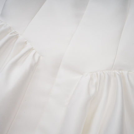 Mikayla White Pleated Midi Dress with Cap Sleeves and Open Back
