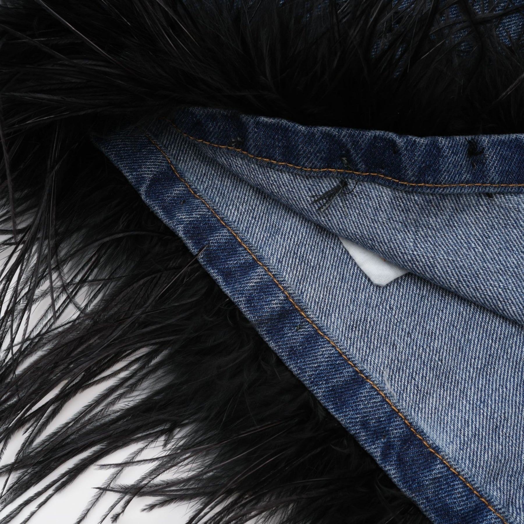 Milia feather denim top  skirt matching set