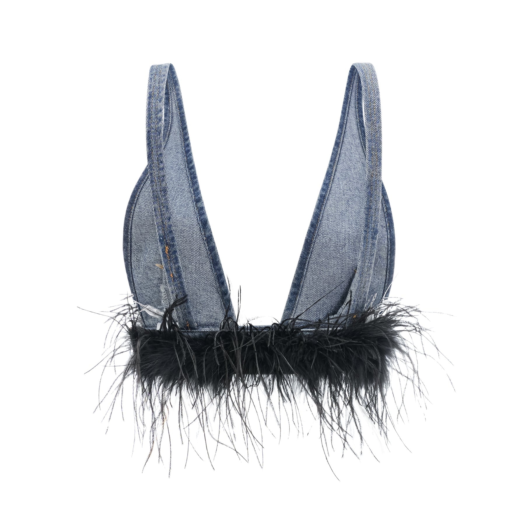 Milia feather denim top  skirt matching set