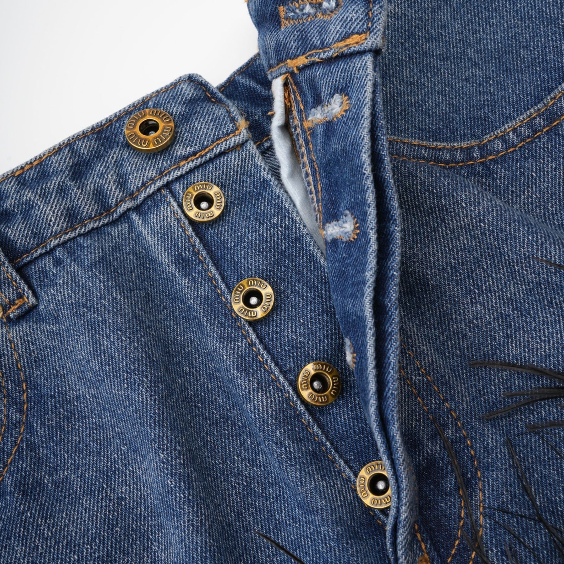 Milia feather denim top  skirt matching set
