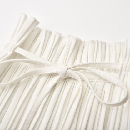 Milicent slitte drawstring pleated maxi skirt