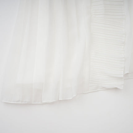 Millie White Halterneck Midi Dress with Ruffled Trim and Front Slit