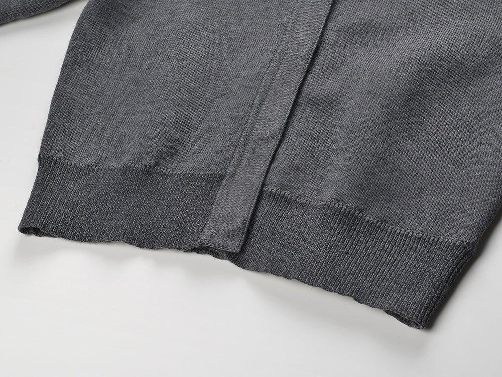 Minimalist Knit Set: A - Line Skirt & Cropped Cardigan with Refined Details - Gray