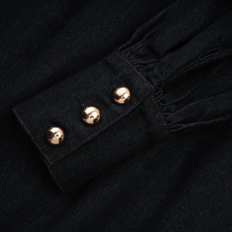 Mirabel darkblue contraststitch denim mini dress