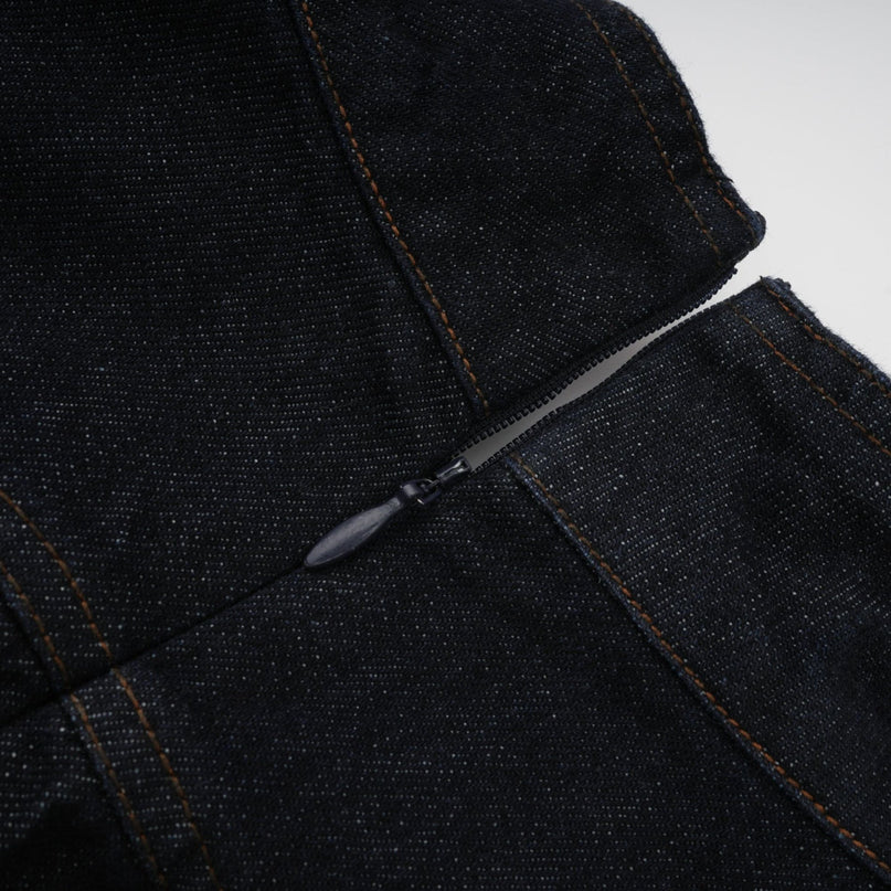 Mirabel darkblue contraststitch denim mini dress