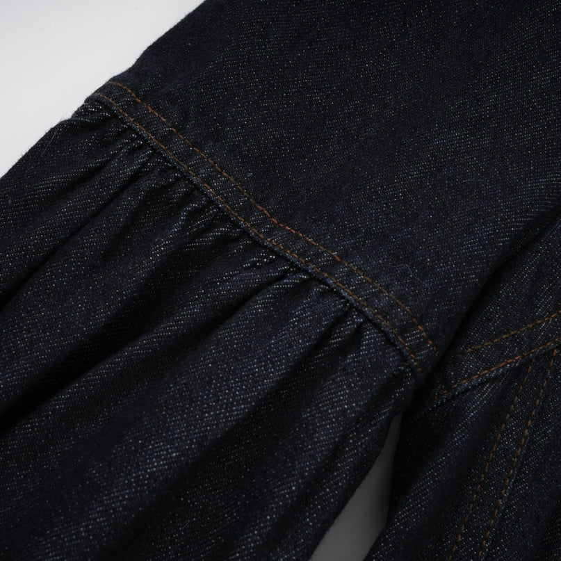 Mirabel darkblue contraststitch denim mini dress