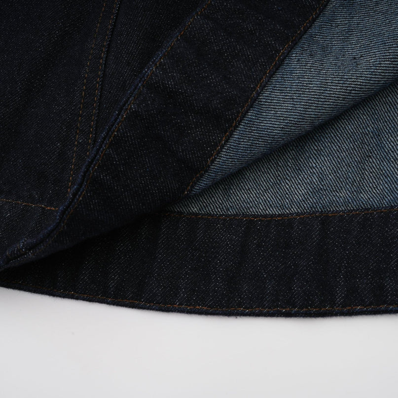 Mirabel darkblue contraststitch denim mini dress