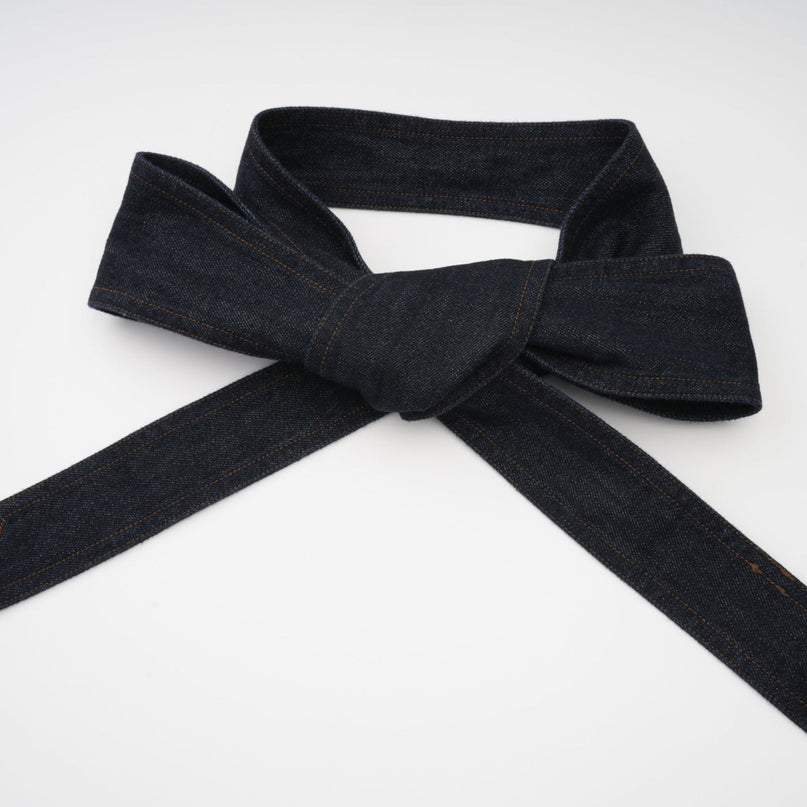 Mirabel darkblue contraststitch denim mini dress