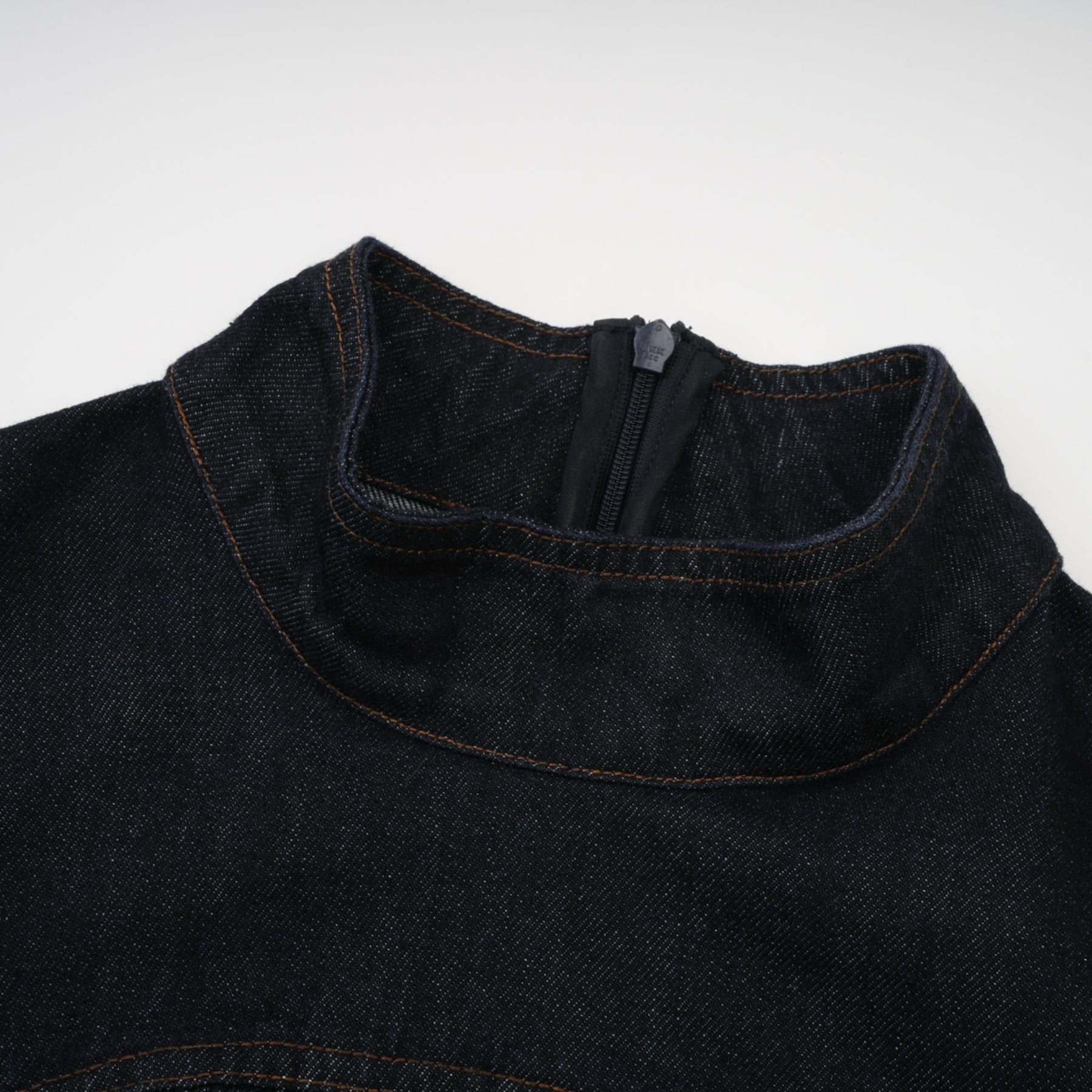 Mirabel darkblue contraststitch denim mini dress