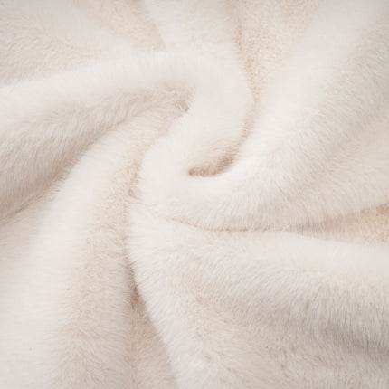 Miracle White Faux Fur Double Breasted Jacket with Stand-up Collar and Front Button Fastening