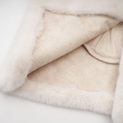 Miracle White Faux Fur Double Breasted Jacket with Stand-up Collar and Front Button Fastening