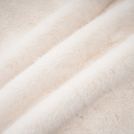 Miracle White Faux Fur Double Breasted Jacket with Stand-up Collar and Front Button Fastening