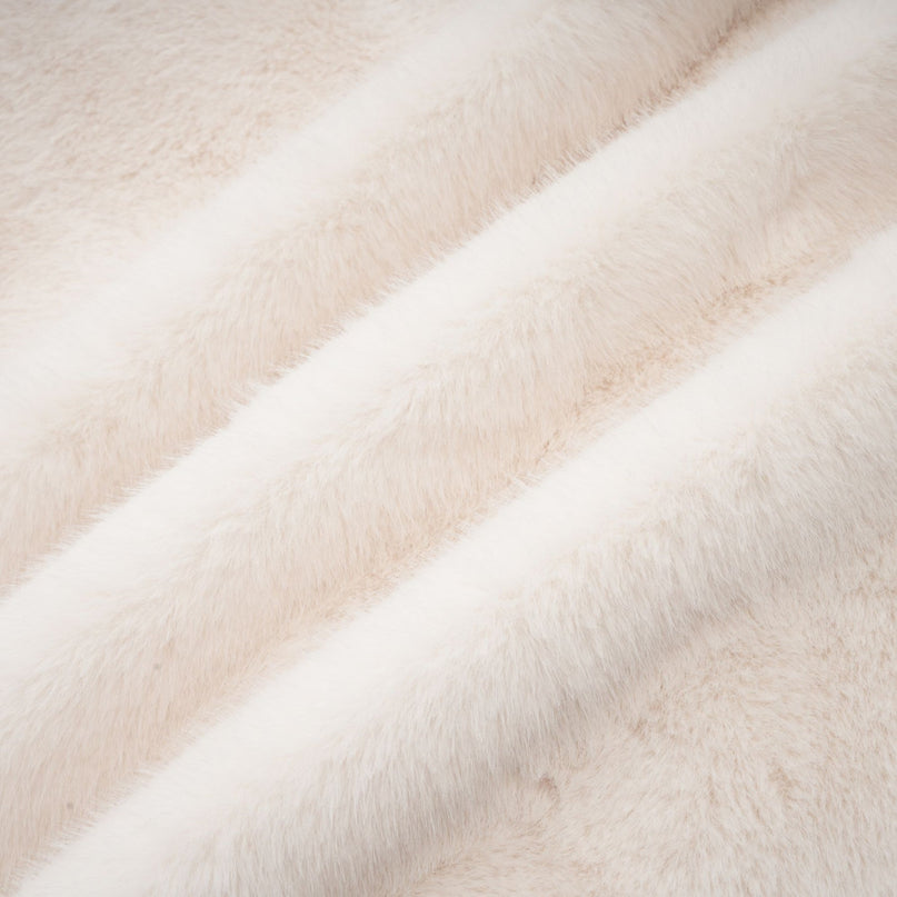 Miracle White Faux Fur Double Breasted Jacket with Stand-up Collar and Front Button Fastening