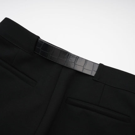 Miranda Black Belted Shorts with Gold-Tone Hardware Terylene Fiber Fabric