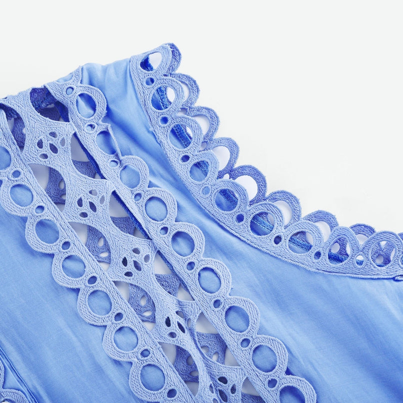 Mireille Blue Lace Sleeveless Mini Dress